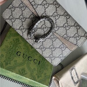 Gucci Beige and Gray Monogram Clutch